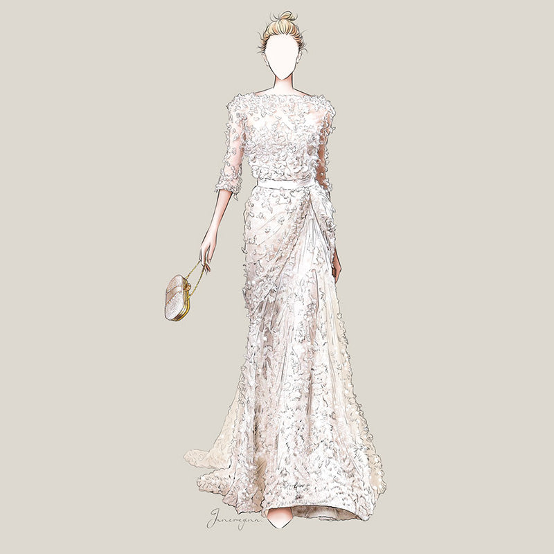 White Rose Diamond Pearl French Banquet Clutch