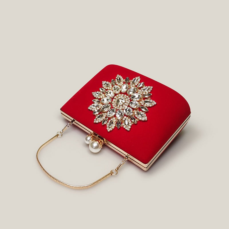 Elegant Red Velvet Diamond Clutch