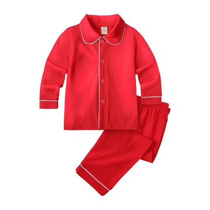 Red Cotton Pajamas for Kids, Mom & Dad