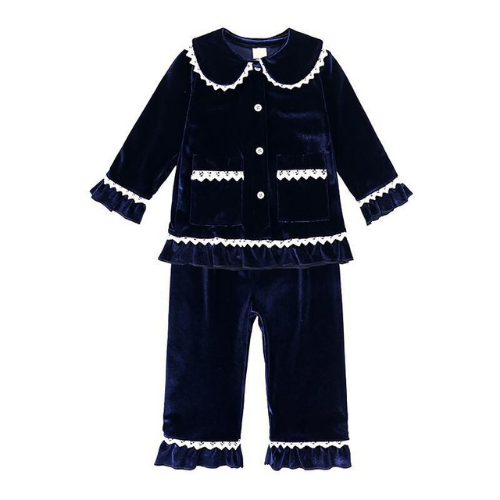 Velvet Ruffle Pajamas for Kids