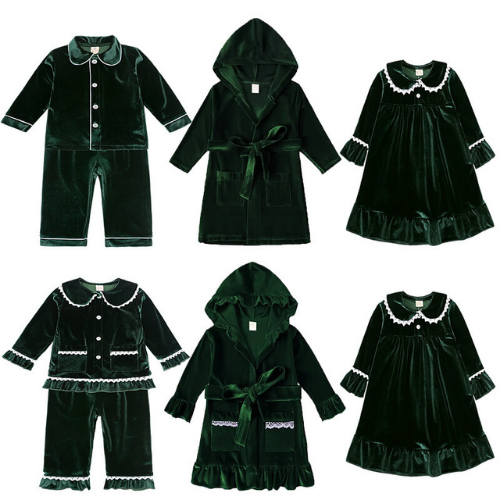 Velvet Ruffle Pajamas for Kids