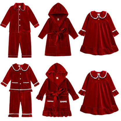 Velvet Ruffle Pajamas for Kids