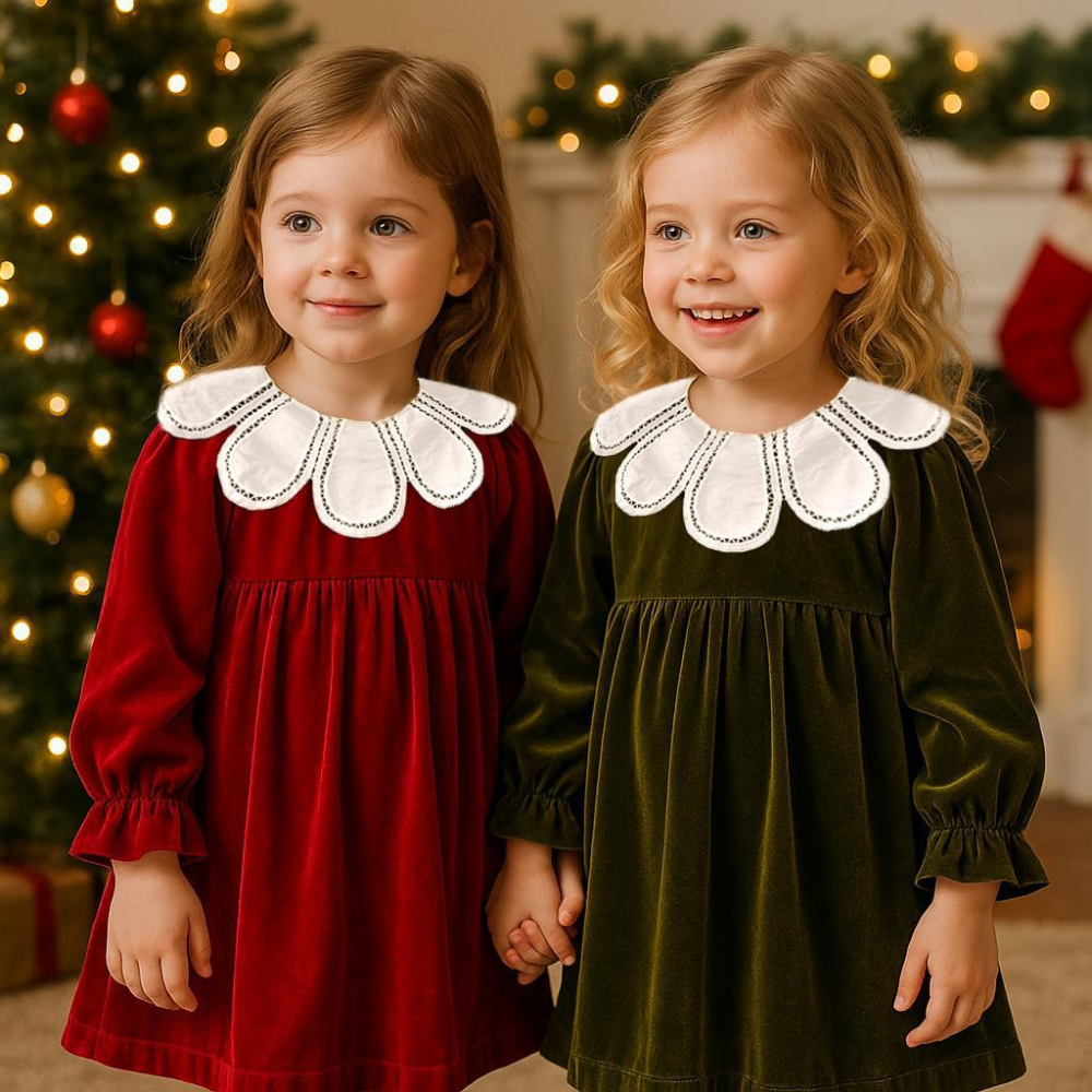 Velvet Dress with Peter Pan Collar