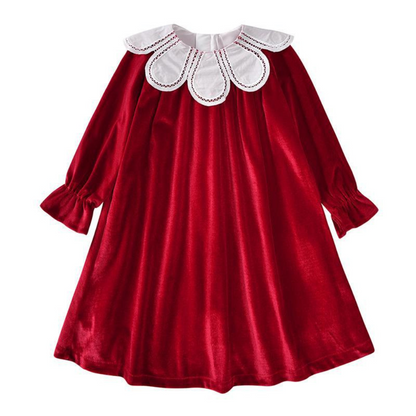 Velvet Dress with Peter Pan Collar