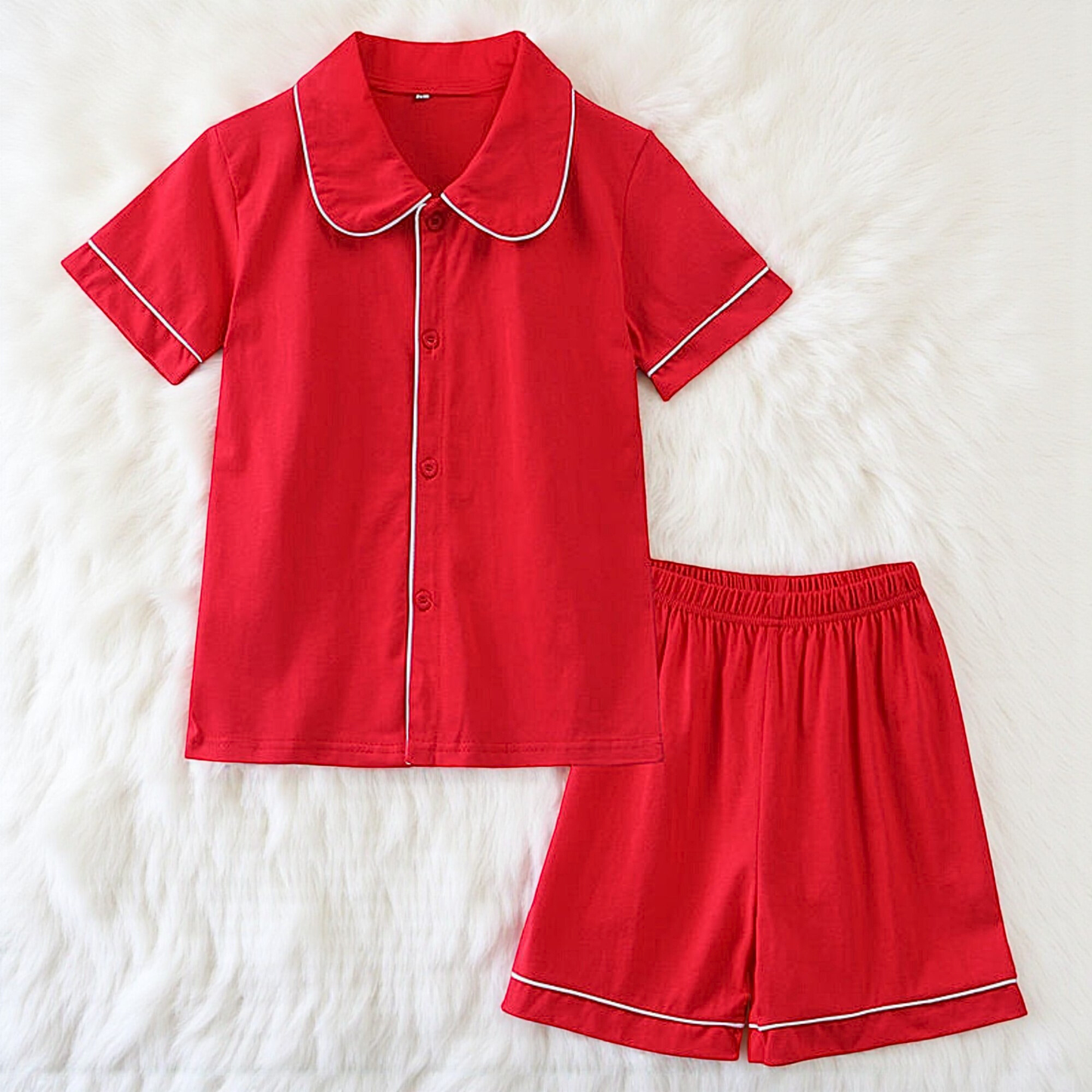 Red Cotton Pajamas for Kids, Mom & Dad