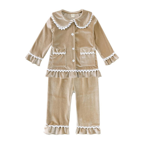 Velvet Ruffle Pajamas for Kids