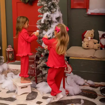 Red Cotton Pajamas for Kids, Mom & Dad