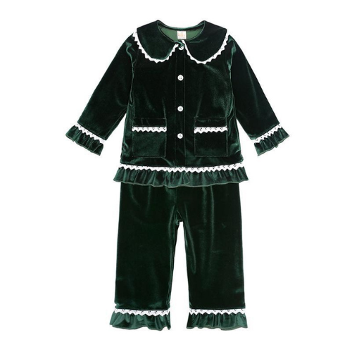 Velvet Ruffle Pajamas for Kids