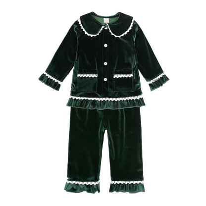 Velvet Ruffle Pajamas for Kids