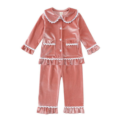 Velvet Ruffle Pajamas for Kids