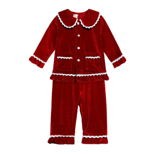 Velvet Ruffle Pajamas for Kids