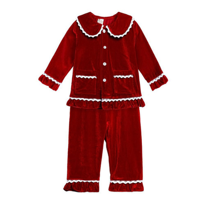 Velvet Ruffle Pajamas for Kids