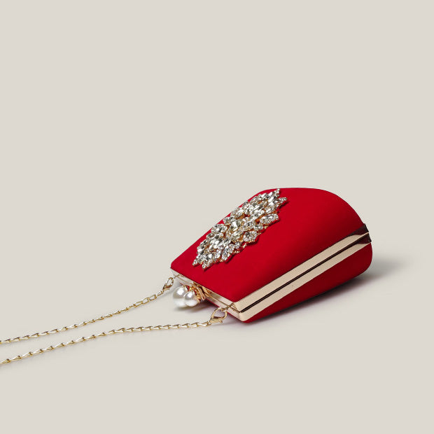 Elegant Red Velvet Diamond Clutch