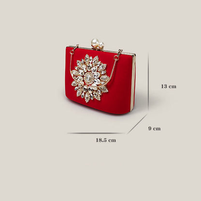 Elegant Red Velvet Diamond Clutch