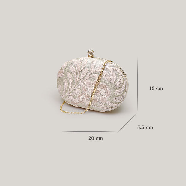 Elegant Flower Embroidery Sequins Clutch